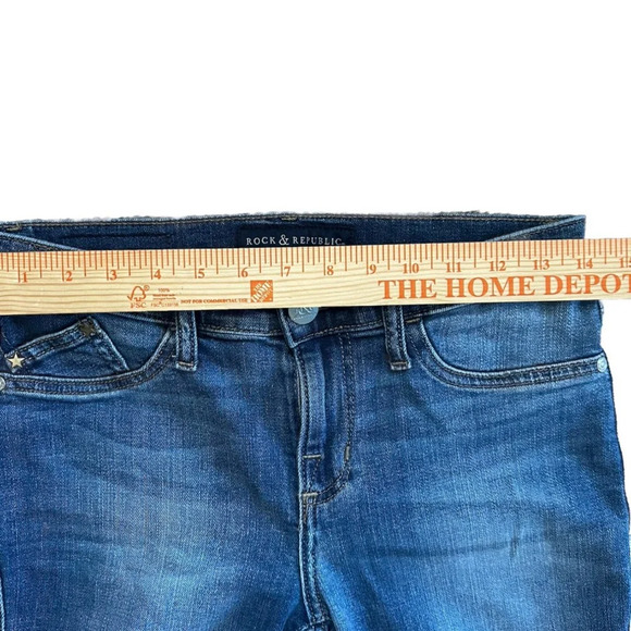 Rock & Republic Jeans Kashmiere Ankle Blue Denim Distressed Star
Patches Size 4 - Picture 12 of 13